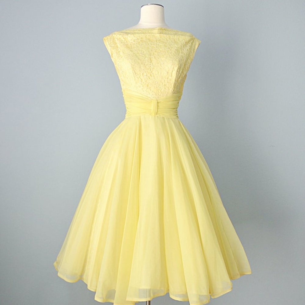 Vtg 1950s Party Dress...FRED PERLBERG Yellow Party
